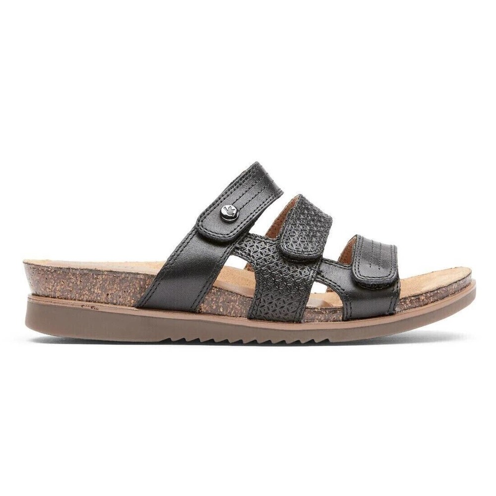Cobb Hill CH May Slide Sandals Wedges Slip On Black Size 7 ( $C)